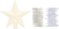 Decoris Kaemingk B.V. Kerstversiering kunststof glitter ster piek 19 cm en folieslingers pakket winter wit