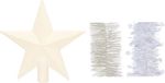 Decoris Kaemingk B.V. Kerstversiering kunststof glitter ster piek 19 cm en folieslingers pakket winter wit