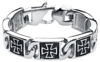 etNox hard and heavy Iron Cross Armband zilverkleurig Roestvrij staal