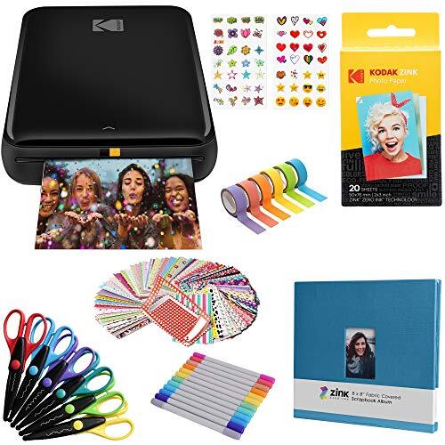 Kodak Stap Instant Printer Bluetooth/NFC draadloze fotoprinter met ZINK-technologie (Zwart) Plakboek Kit