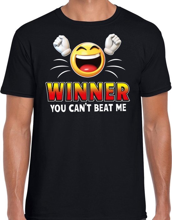 Bellatio Decorations Funny emoticon t-shirt winner you cant beat mezwart voor heren M