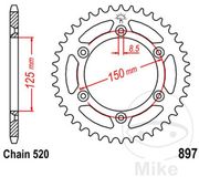 Jt Sprockets 520 Jtr897.47 Steel Achtertandwiel Zilver 47t