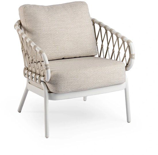 Tierra Outdoor Tuinstoel Natal - Low Dining Tuinstoel - Creme White - Met kussens