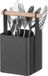 HENDI Bestek caddy – matzwarte poedercoating – houten handvat – 140x105x190 mm