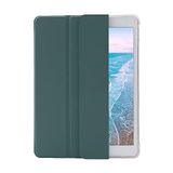 Amazon Brand Hoes voor iPad 9/8/7 (model 2021/2020/2019, 9./8./7e generatie), TPU Doorzichtige matte achterkant drievoudig standaard voor iPad 10,2 inch met penhouder, auto slaap/wakker, donkergroen