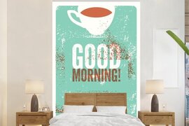 Nr1Wallpaper Behang - Fotobehang Koffie - Retro - Quotes - Breedte 200 cm x hoogte 300 cm