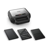 Tefal UltraCompact Gaufrier, Presse-à-panini & Grill de contact 3-en-1 - Noir/Inox