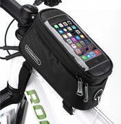 by i12Cover Waterdichte Telefoonhouder met opbergvak maat M voor fiets of mountainbike Roswheel Telefoon - Fietstas - Frame. o.a. voor iPhone 6 / 6S / 6C Galaxy S3 S4 S5 S5 plus S5 mini S5 Neo enz zwart Handige spatwaterbestendige fietshouder frametas Maat M voor uw 