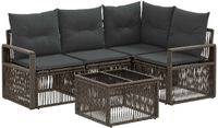 vidaXL Tuinbank Set 5 st Grijs poly rattan