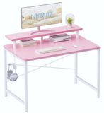 Bureau enfant - 81 cm - Avec support moniteur - Rose