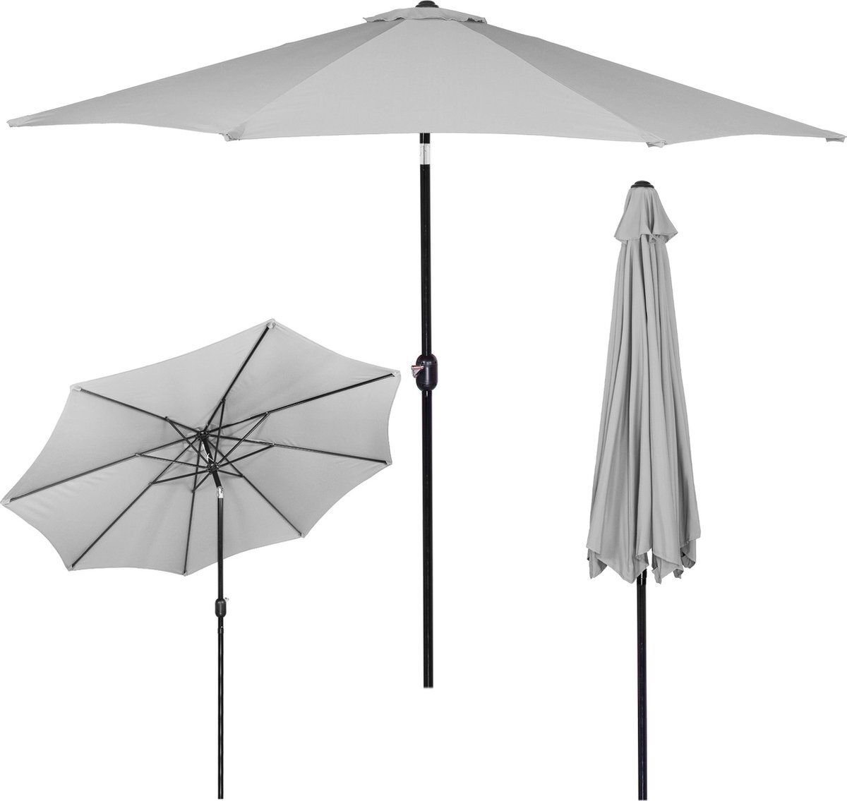 springos Parasol | Kantelbaar | Met ventilatie | Grijs | Ø 300 CM