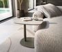 Eleny Edge table d’appoint forme bateau 50x50 cm céramique Onyx Champagne métal finition effet titane