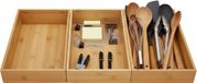 Gerimport Organiseur de tiroirs - 3x - bois de bambou - 32 x 24 x 7 cm - bac - boîte de rangement