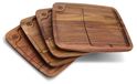 Bois Set de 4 planches à steak en bois avec bord de récupération pour l'excès d'humidité