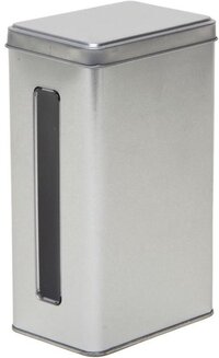 6x Zilveren rechthoekige opbergblikken met venster 17 cm - Zilver