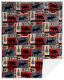 Carstens, Inc Lake House Rustieke Cabin Sherpa Fleece Grote Gooi Deken, 54 "x 68", Blauw