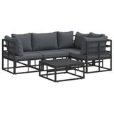 vidaXL Tuinbank Set Zwart Aluminium 4 Zitplekken Hoek Loungeset Zonder Kussens