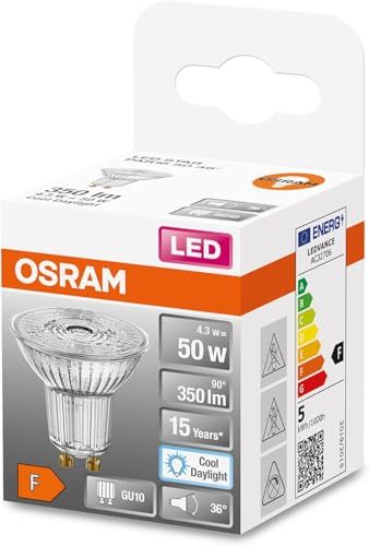 OSRAM LED Star PAR16 50 LED-spotlamp met 36 graden kijkhoek, GU10-basis, daglichtwit (6500 K), vervanging voor traditionele 50W-spotlampen, 6-pack