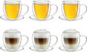 Merkloos Creano Dubbelwandige Glazen Thermokopjes met Onderzetter - 250 ml - 6 Stuks - Cadeauset