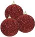 Decoris Kerstbal - 3x - rood - glitter - D8 cm - kunststof - onbreekbaar