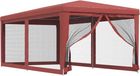 vidaXL Partytent met 6 mesh zijwanden 3x6 m HDPE rood