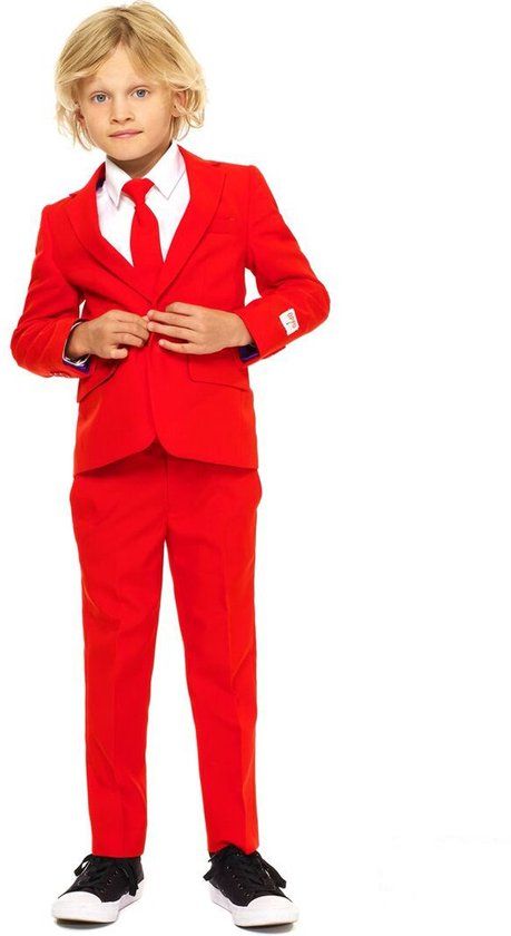 OppoSuits Red Devil Jongens Pak - Rood - Maat EU 98/104