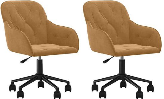 vidaXL Eetkamerstoelen draaibaar 2 stuks fluweel bruin