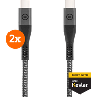 BlueBuilt USB-C naar USB-C Kabel 1,5m Kevlar Zwart Duo Pack
