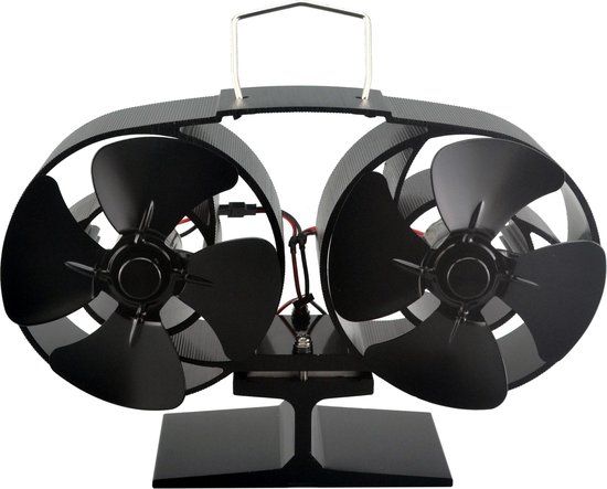 WOLFF MOUNT Haardventilator - Zwart - EQ8 - Met dubbele motor voor extra luchtverplaatsing