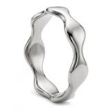 sidegren Molten | 6 mm zilverkleurige roestvrijstalen golvende ring