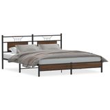 vidaXL Bedframe Metaal Bruin Eiken 160x200 cm