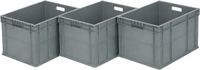 Povag Euronorm stapelbak - Set van 3 - Magazijnbak - 60x40x34 cm - Grijs