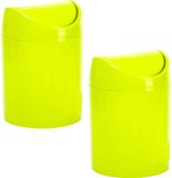 Plasticforte Mini Prullenbakje - 2x - Groen - Kunststof - Klepdeksel