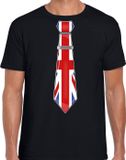 Bellatio Decorations Verkleed shirt voor heren - stropdas Engeland - zwart - supporter - themafeest L