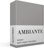 Ambiante Cotton Uni split-topper hoeslaken - Lits-jumeaux - Grey