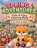 Cozy Little Fox Spring Adventures: A Whimsical Spring Coloring Book for Adults and Teens Featuring 50 Cozy Woodland Scenes, Blooming Gardens, Cute Animals, Nature, and Relaxing Seasonal Adventures