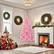 Demi Sapin De Noël Rose 180 cm PVC