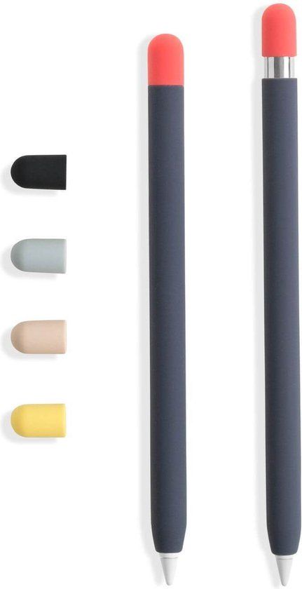 doodroo Skin voor Apple Pencil (1e/2e gen) - Midnight Blue - Siliconen Beschermfolie met Grip & 5 Gekleurde Doppen