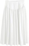 Next Dames Midi-rok van katoenpopeline met verlaagde taille - Wit