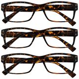 Leesbril The Reading Glasses Leesbril, 3 stuks, voor mannen, bruin, roos, groot design, lezer, scharnieren, RRR11-2 +2,00