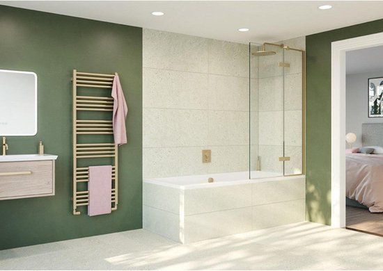 Crosswater Optix 10 Douchewand - 90x150cm - 2-delig - Rechts - Geborsteld Messing
