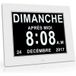 Horloge calendrier numérique LCD 7 pouces Luminosité automatique - 8 langues - Rappel de médicaments - Personnes âgées Alzheimer - Blanc
