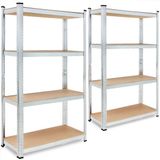 Monzana 2x Stellingkast - 160x90x40cm Belastbaar tot 700kg - Zilver