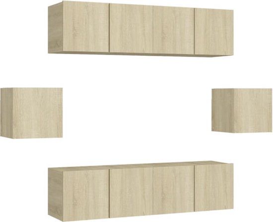 vidaXL 6-delige Tv-meubelset bewerkt hout sonoma eikenkleurig