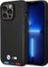 BMW M Line Tricolor Stamp Leather Back Case for iPhone 14 Pro Max - Black