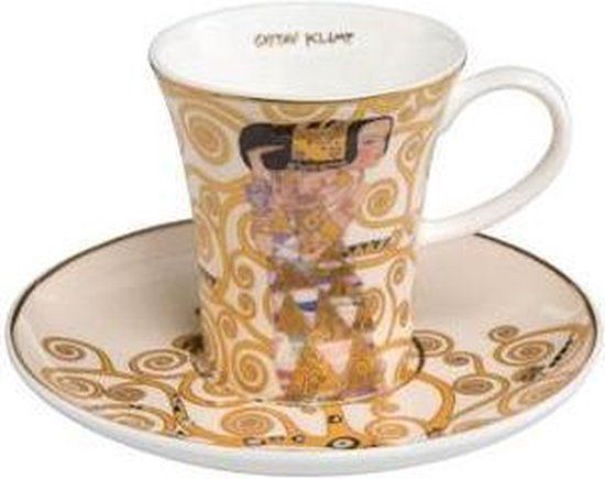 Goebel Gustav Klimt De Verwachting Espresso Cup & Saucer Set - Porcelain - 100ml - 12cm - with Real Gold
