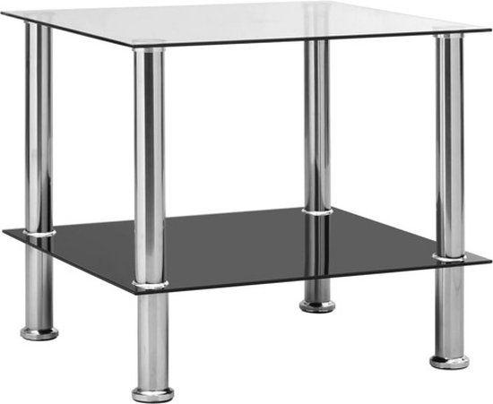 vidaXL Bijzettafel 45x50x45 cm gehard glas transparant