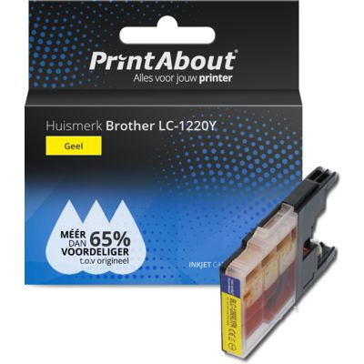 PrintAbout Huismerk Brother LC-1220Y Inktcartridge Geel