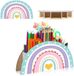 Inovra - Porte-stylo - Bois - Design arc-en-ciel - Organiseur de bureau - 5 compartiments