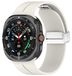 Wigento Samsung Galaxy Watch Ultra 47mm: Grooved siliconen band met magnetische sluiting, beige